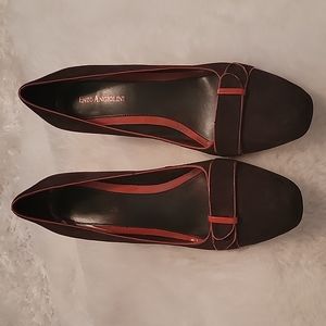 Enzo Angiolini Suede Brown & Orange Heels